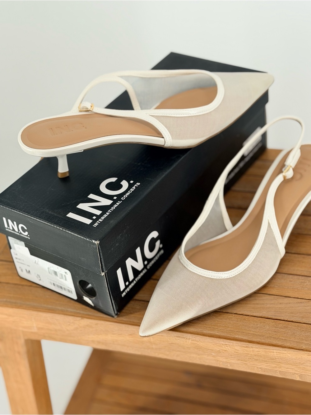 New INC International Concepts Women's Beige Slingback Pointed Flats size 9M - Picture 3 of 4